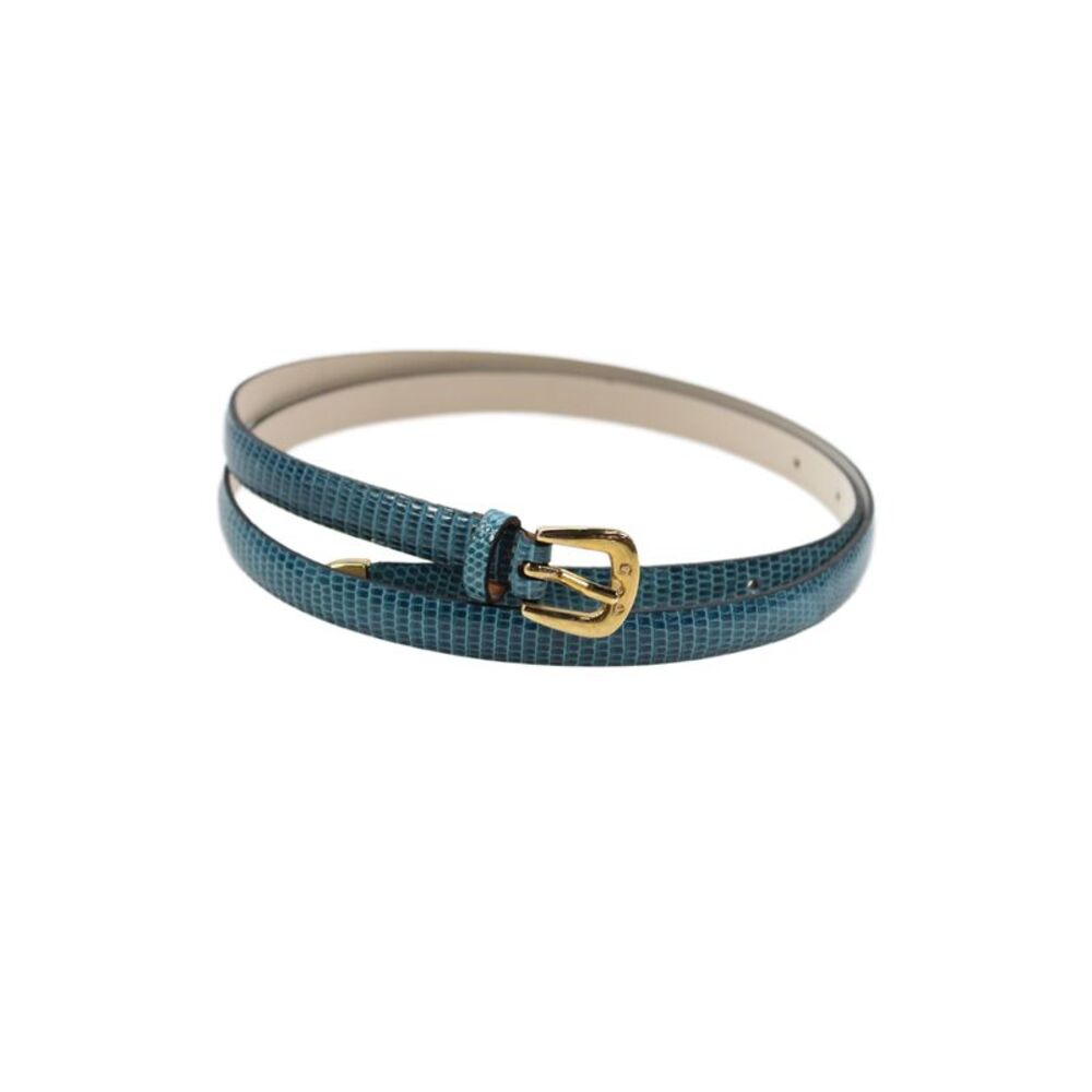 Tardini Womens Lizard 1/2" Skinny Belt Blue Size EUR 36